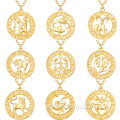 2022 Collar de oro del zodiaco de oro simple de la moda